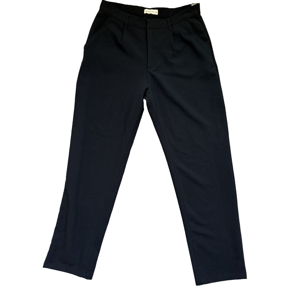 Abercrombie & Fitch NWT Black Straight Leg Dress Pants Trousers Size L Long
